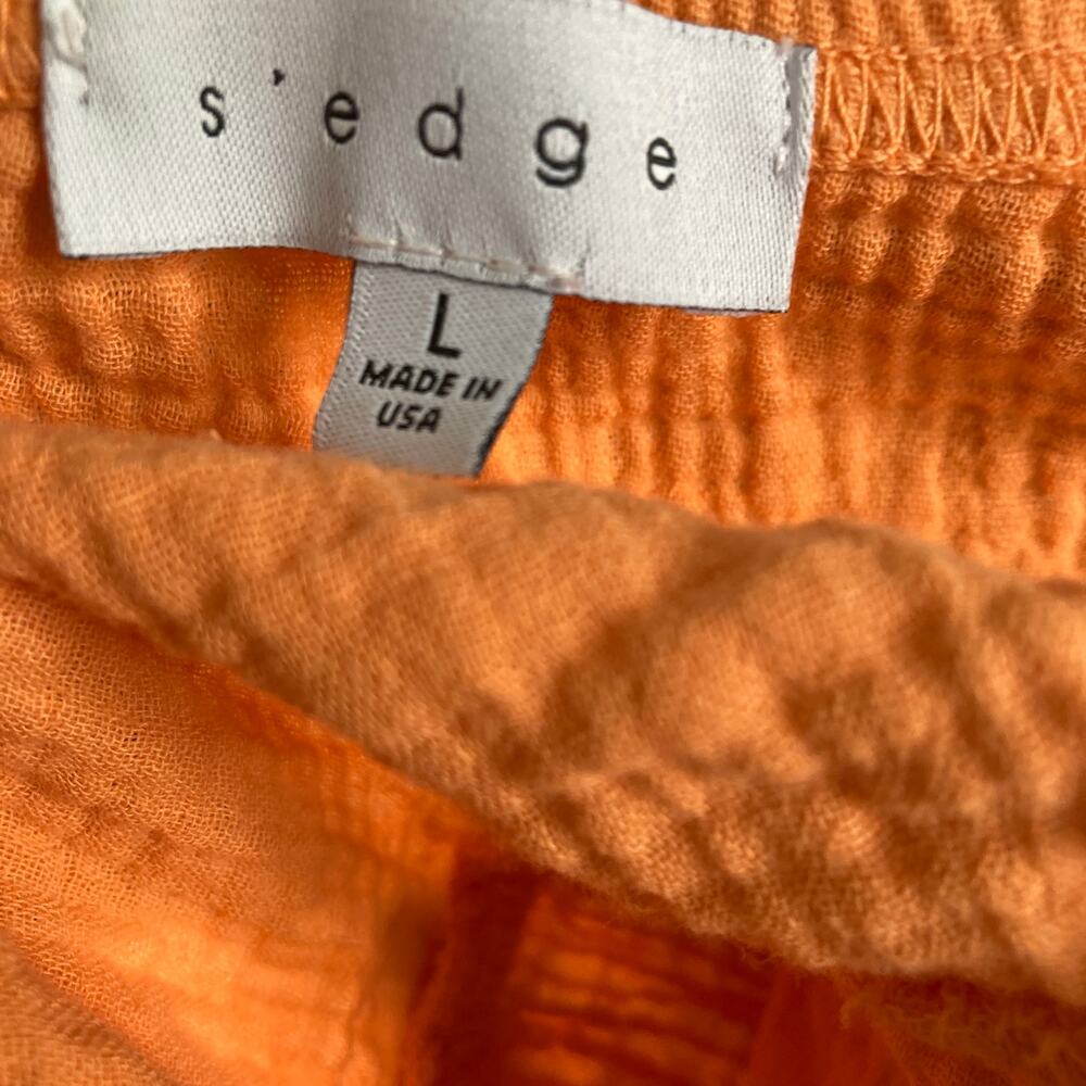 S’edge Orange Gauze Tiered Sundress Boho Sleeveless Midi Dress Size L - Picture 4 of 8